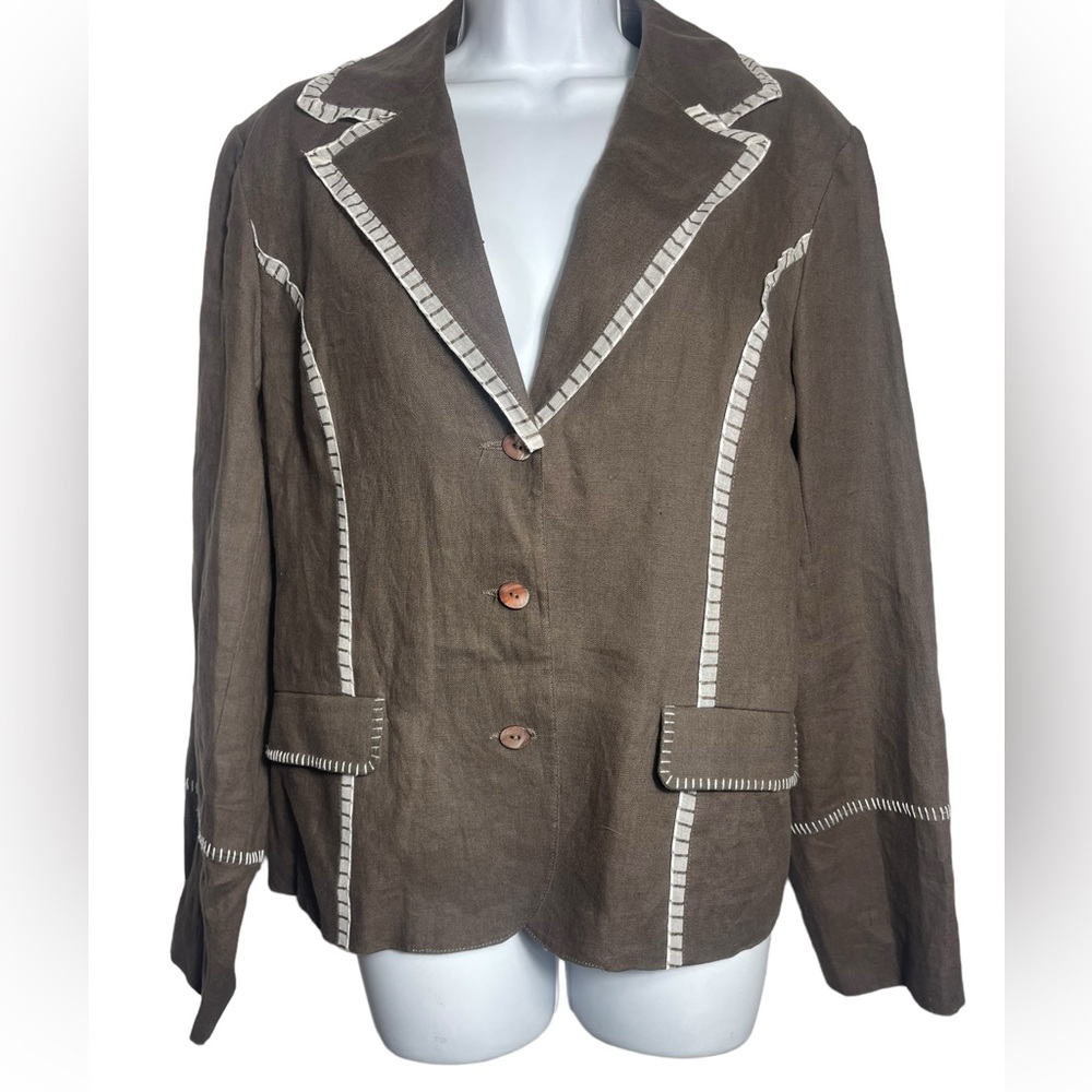 NWT Sao Paulo blazer size‎ 14 brown linen lightweight jacket blazer 🤎🤎